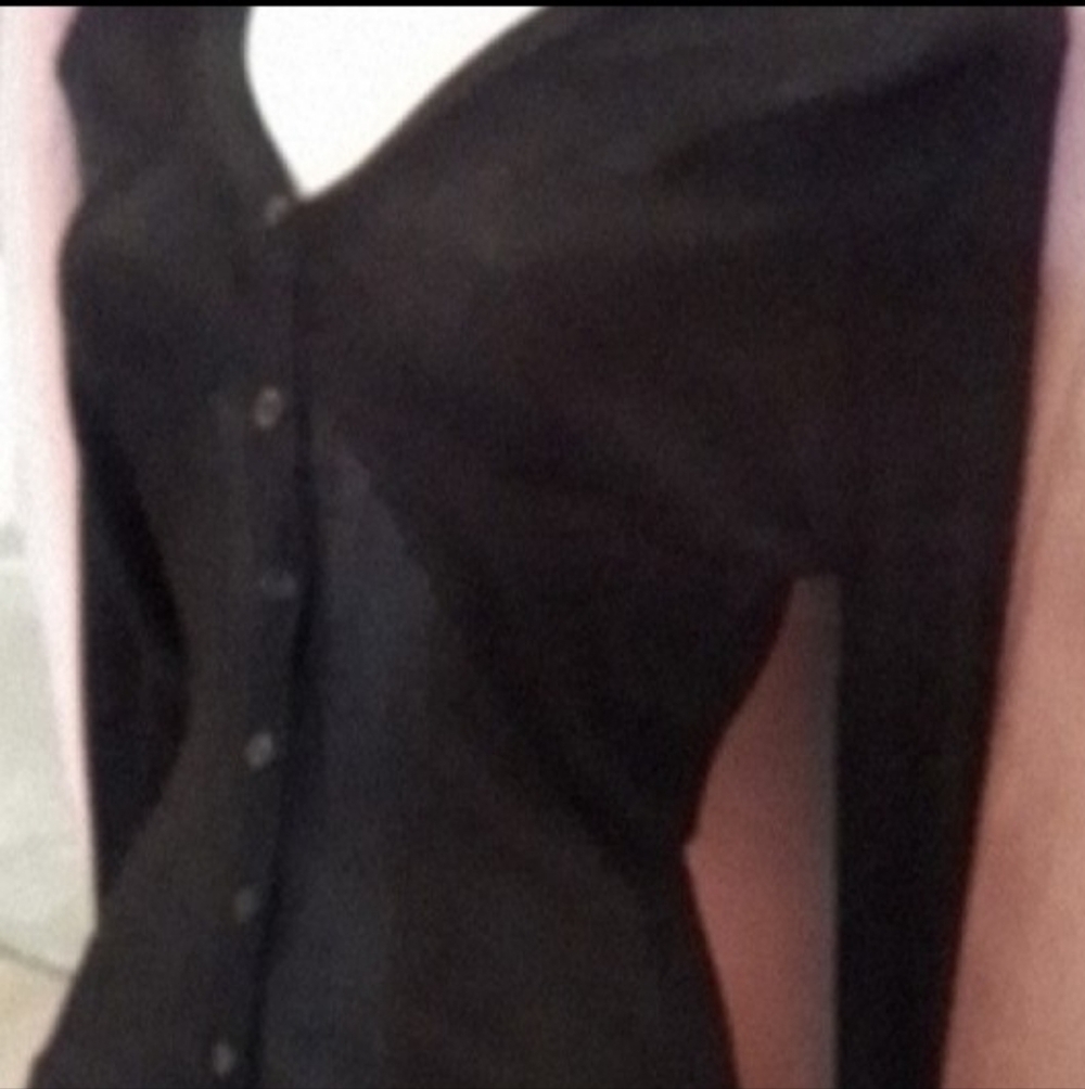 Guess Collection Black Rayon V-Neck Button-Down Cardigan Sweater, Size M.